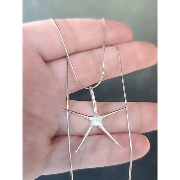 Italian 925 Sterling Silver Starfish Pendant Necklace Vintage, READ Description - Picture 2 of 10